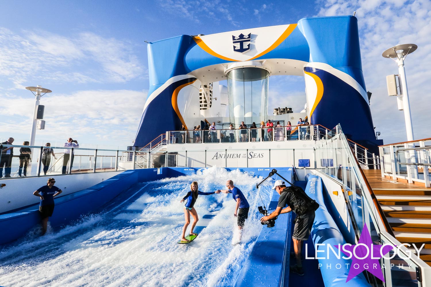LENSOLOGY.NET - Flowrider photocall with Dancing With The Stars cast members aboard Royal Caribbeans Anthem Of The Seas, New Jersey. All images are copyright of Lensology.net Email: info@lensology.net www.lensology.net