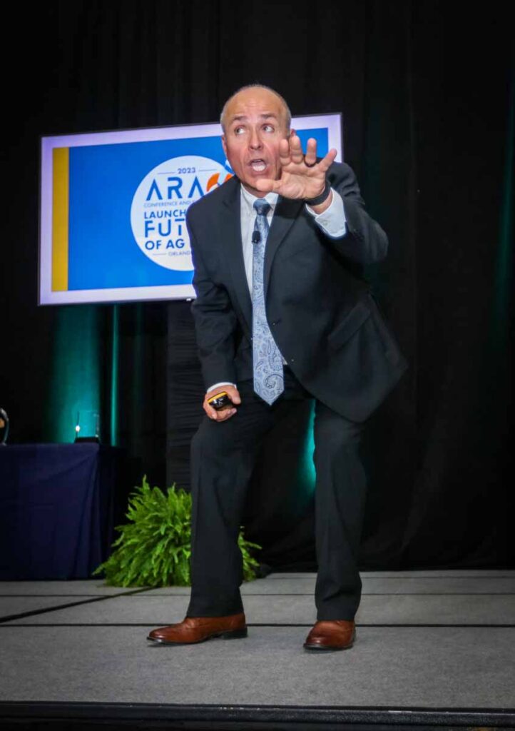 Photos of corporate people on stage